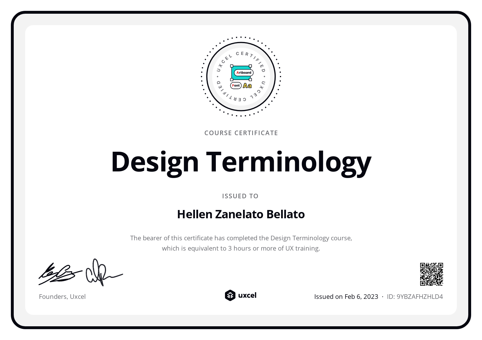 Hellen Zanelato Bellato's certificate